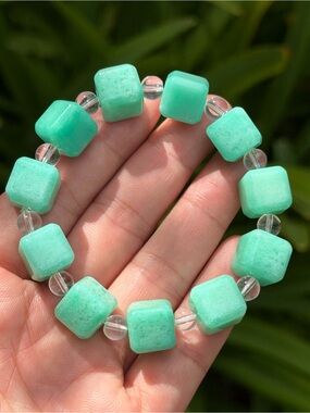 12mm strechable cubic amazonite bracelet 1751